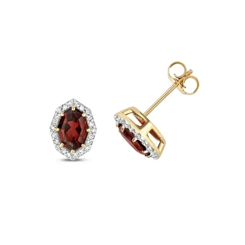 Diamond & Garnet Stud Earrings